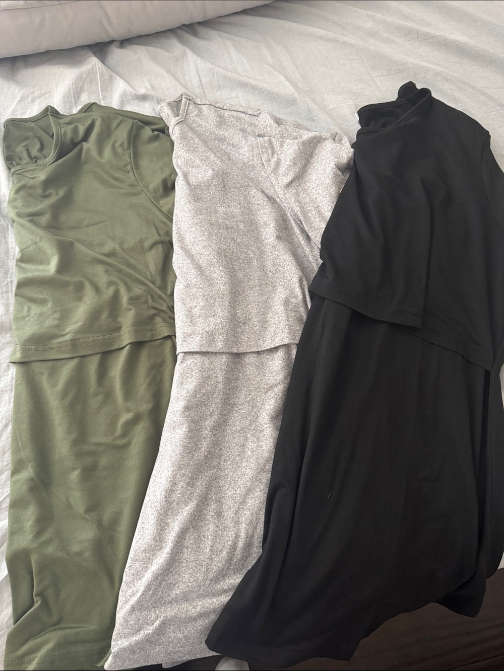 Nursing short sleeve Tops - Olive, Heather Gray, Black
